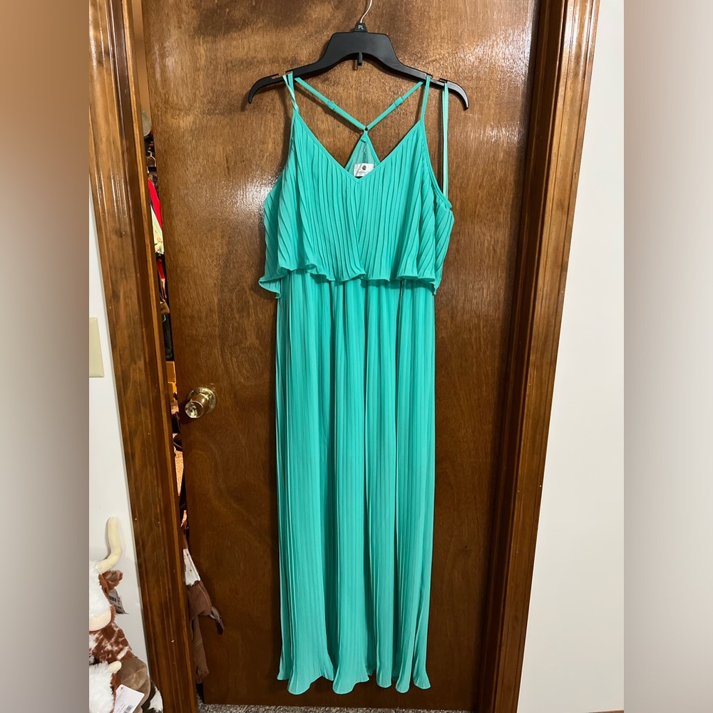Turquoise Pleated Dress